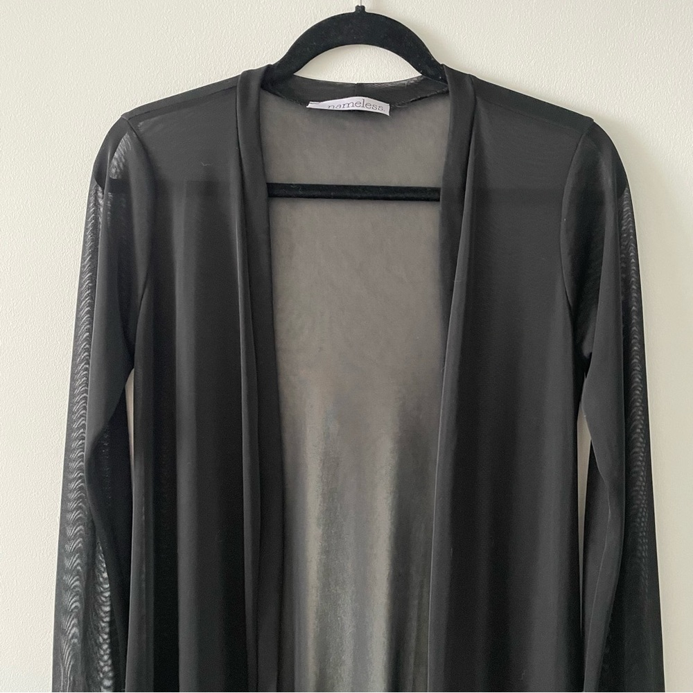 Nameless brand long maxi black sheer open cardigan top long sleeve size small